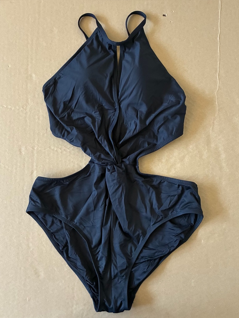 La Blanca High Neck Cutout Monokini Swimsuit One Piece Swimwear USA 14 Black